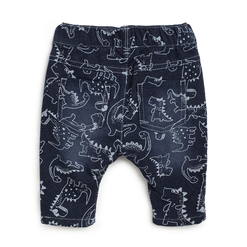 Boys Dark Blue Printed Long Trousers image number 1